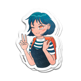Peace Sign School Girl Sticker