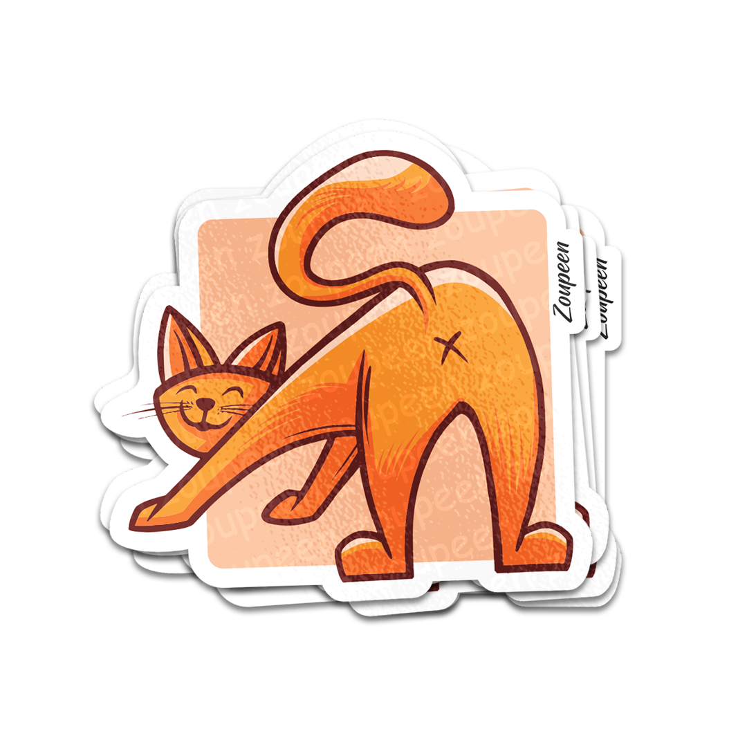 Stretching Cat Sticker